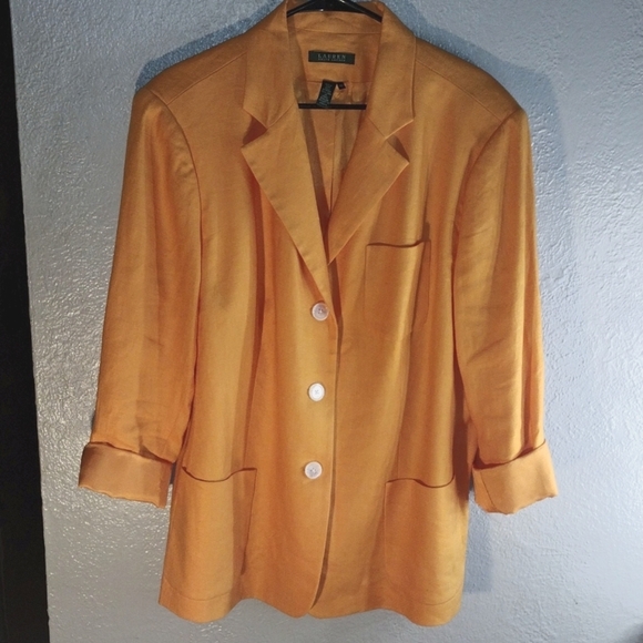 Orange 100% Linen Lauren Ralph Lauren Blazer 18W - Picture 1 of 5